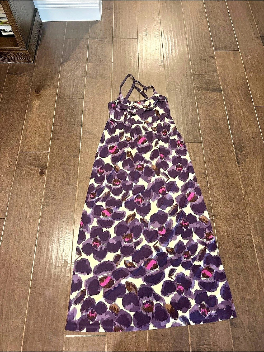 ELLE Floral Maxi Dress in Purple & Pink Size XS